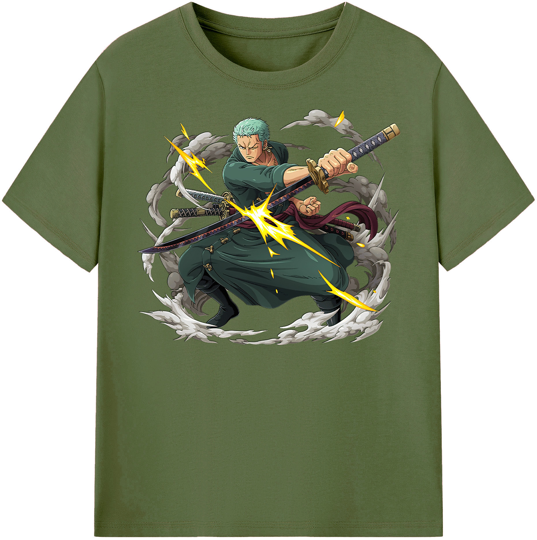 ワンピース ロロノア・ゾロ ONE PIECE Roronoa Zoro 綿100％半袖Tシャツ（フロントプリント）